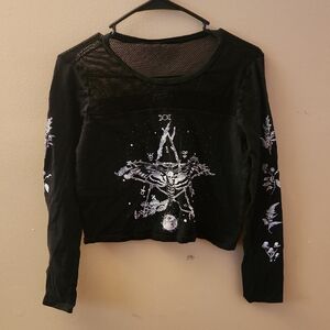 🖤black mesh long sleeve top